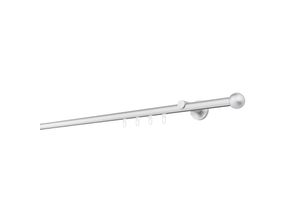 4066866166799 - Ondeco - Gardinenstange auf Maß Innenlauf 20mm Cap 1-lauf Vorhangstange Wandträger 65cm Stilgarnitur Gleiter für Vorhänge - Alu-Silber - 240cm