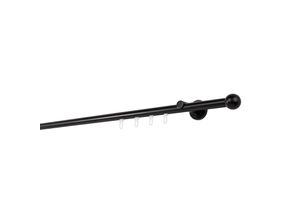 4066866168892 - Ondeco Gardinenstange auf Maß Innenlauf 20mm Ball 1-lauf Wandträger 65cm mit Gleiter Farbe Schwarz Größe 170cm