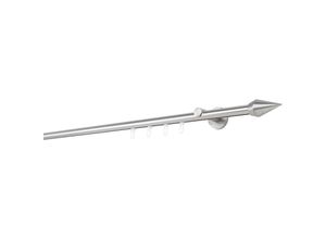 4066866172233 - Ondeco - Gardinenstange auf Maß Innenlauf 20mm Kegel 1-lauf Vorhangstange Wandträger 65cm Stilgarnitur Gleiter für Vorhänge - Edelstahl-Optik - 100cm