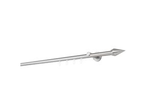 4066866172424 - Ondeco - Gardinenstange auf Maß Innenlauf 20mm Kegel 1-lauf Vorhangstange Wandträger 65cm Stilgarnitur Gleiter für Vorhänge - Edelstahl-Optik - 290cm