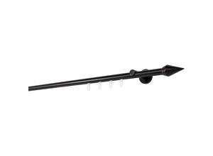 4066866172639 - Ondeco - Gardinenstange auf Maß Innenlauf 20mm Kegel 1-lauf Vorhangstange Wandträger 65cm Stilgarnitur Gleiter für Vorhänge - Schwarz - 190cm