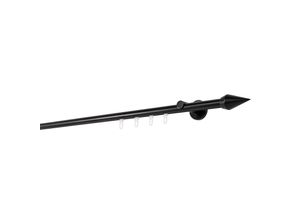 4066866172684 - Gardinenstange auf Maß Innenlauf 20mm Kegel 1-lauf Vorhangstange Wandträger 65cm Stilgarnitur Gleiter für Vorhänge - Schwarz - 240cm