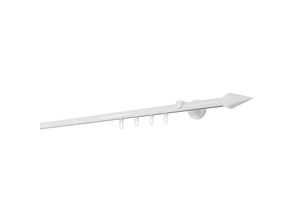 4066866173063 - Gardinenstange auf Maß Innenlauf 20mm Kegel 1-lauf Vorhangstange Wandträger 65cm Stilgarnitur Gleiter für Vorhänge - Weiß - 310cm