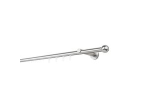 4066866175616 - Gardinenstange auf Maß Innenlauf 20mm Ball 1-lauf Vorhangstange Wandträger 12cm Stilgarnitur Gleiter für Vorhänge - Edelstahl-Optik - 380cm