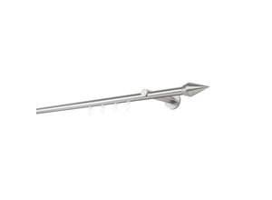 4066866179959 - Gardinenstange auf Maß Innenlauf 20mm Kegel 1-lauf Vorhangstange Wandträger 12cm Stilgarnitur Gleiter für Vorhänge - Edelstahl-Optik - 380cm