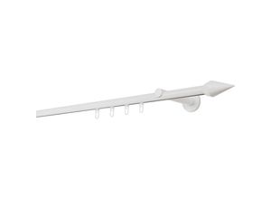 4066866180405 - Gardinenstange auf Maß Innenlauf 20mm Kegel 1-lauf Vorhangstange Wandträger 12cm Stilgarnitur Gleiter für Vorhänge - Weiß - 210cm