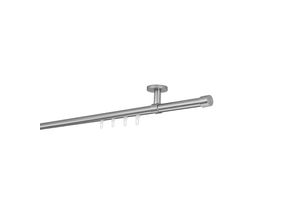 4066866188869 - Ondeco - Gardinenstange auf Maß Innenlauf 20mm Cap 1-lauf Vorhangstange Deckenträger 4cm Stilgarnitur mit Gleiter für Vorhänge - Edelstahl-Optik