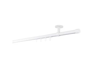 4066866189972 - Gardinenstange auf Maß Innenlauf 20mm Cap 1-lauf Vorhangstange Deckenträger 4cm Stilgarnitur mit Gleiter für Vorhänge - Weiß - 170cm 4066866189972 - Gardinenstange auf Maß Innenlauf 20mm Cap 1-lauf Vorhangstange Deckenträger 4cm Stilgarnitur mit Gleiter für Vorhänge - Weiß - 170cm