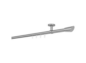 4066866192033 - Ondeco - Gardinenstange auf Maß Innenlauf 20mm Rag 1-lauf Vorhangstange Deckenträger 4cm Stilgarnitur mit Gleiter für Vorhänge - Edelstahl-Optik 4066866192033 - Ondeco - Gardinenstange auf Maß Innenlauf 20mm Rag 1-lauf Vorhangstange Deckenträger 4cm Stilgarnitur mit Gleiter für Vorhänge - Edelstahl-Optik