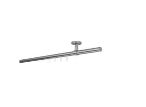 4066866193320 - Ondeco - Gardinenstange auf Maß Innenlauf 20mm Match 1-lauf Vorhangstange Deckenträger 4cm Stilgarnitur mit Gleiter für Vorhänge - Edelstahl-Optik