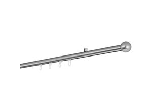 4066866196420 - Ondeco - Gardinenstange auf Maß Innenlauf 20mm Ball 1-lauf Vorhangstange Deckenträger 15cm Stilgarnitur mit Gleiter für Vorhänge - Edelstahl-Optik