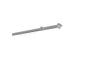 4066866198493 - Gardinenstange auf Maß Innenlauf 20mm Spitze 1-lauf Vorhangstange Deckenträger 15cm Stilgarnitur mit Gleiter für Vorhänge - Edelstahl-Optik - 320cm