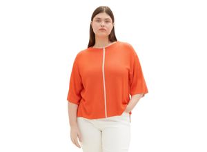 4066887097416 - Große Größen Halbarm-Pullover mit Kontraststreifen rot Gr50