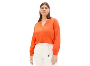 4066887168864 - Große Größen Bluse mit gesmokten Ärmelbündchen rot Gr44