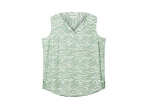 4066887171697 - Große Größen Blusentop mit V-Ausschnitt und Wellenmuster grün bedruckt Gr50