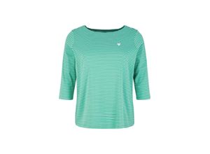 4066887360091 - Große Größen Shirt mit Streifen und 3 4-Arm grün Gr50