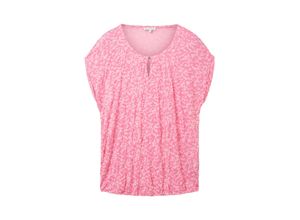 4066887719035 - Große Größen Gecrinkeltes Shirt mit Minimalprint gekräuselter Saum pink bedruckt Gr46