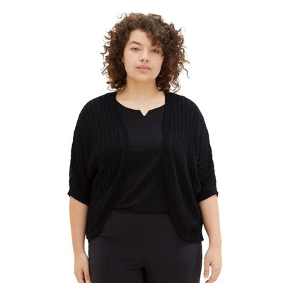 4066887720031 - Große Größen Verschlussloser Cardigan mit 3 4-Arm schwarz Gr46