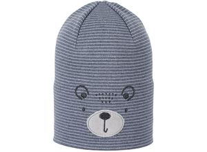 4066891102656 - - Beanie SLOUCH BÄR gestreift in blau meliert Gr45