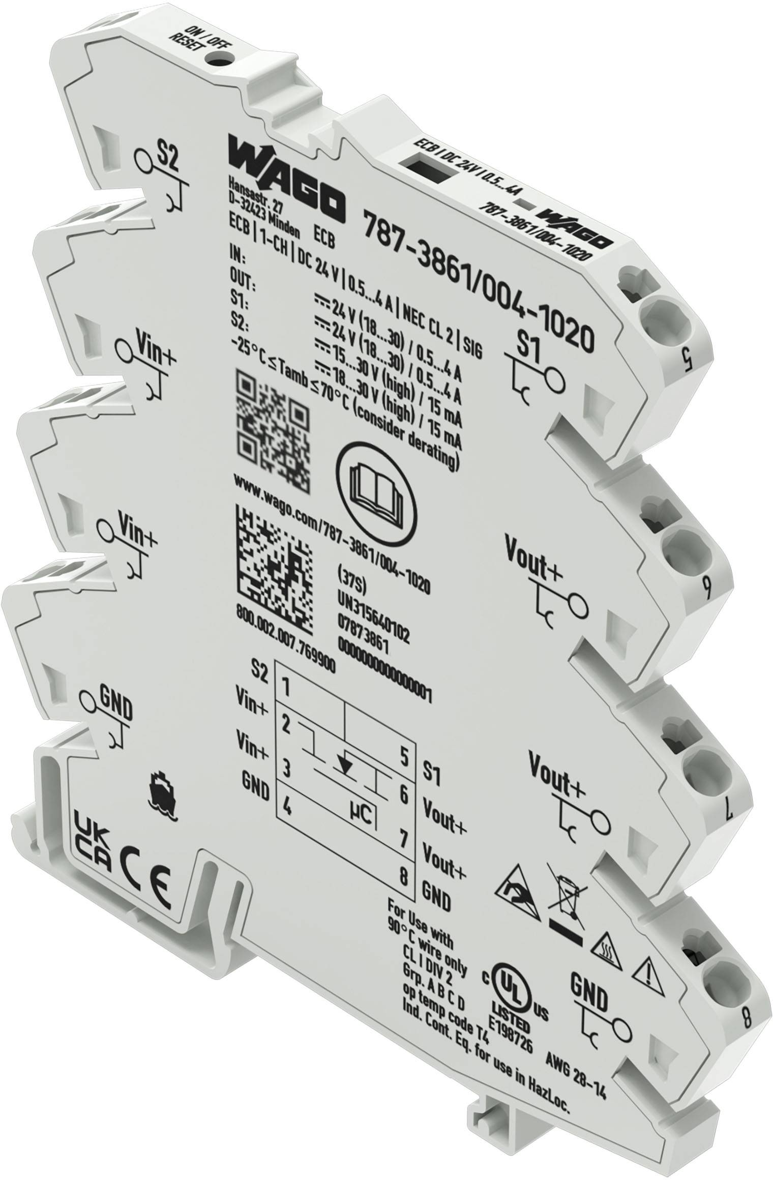 4066966363500 - WAGO 787-3861 004-1020 Elektronischer Schutzschalter1-kanalig