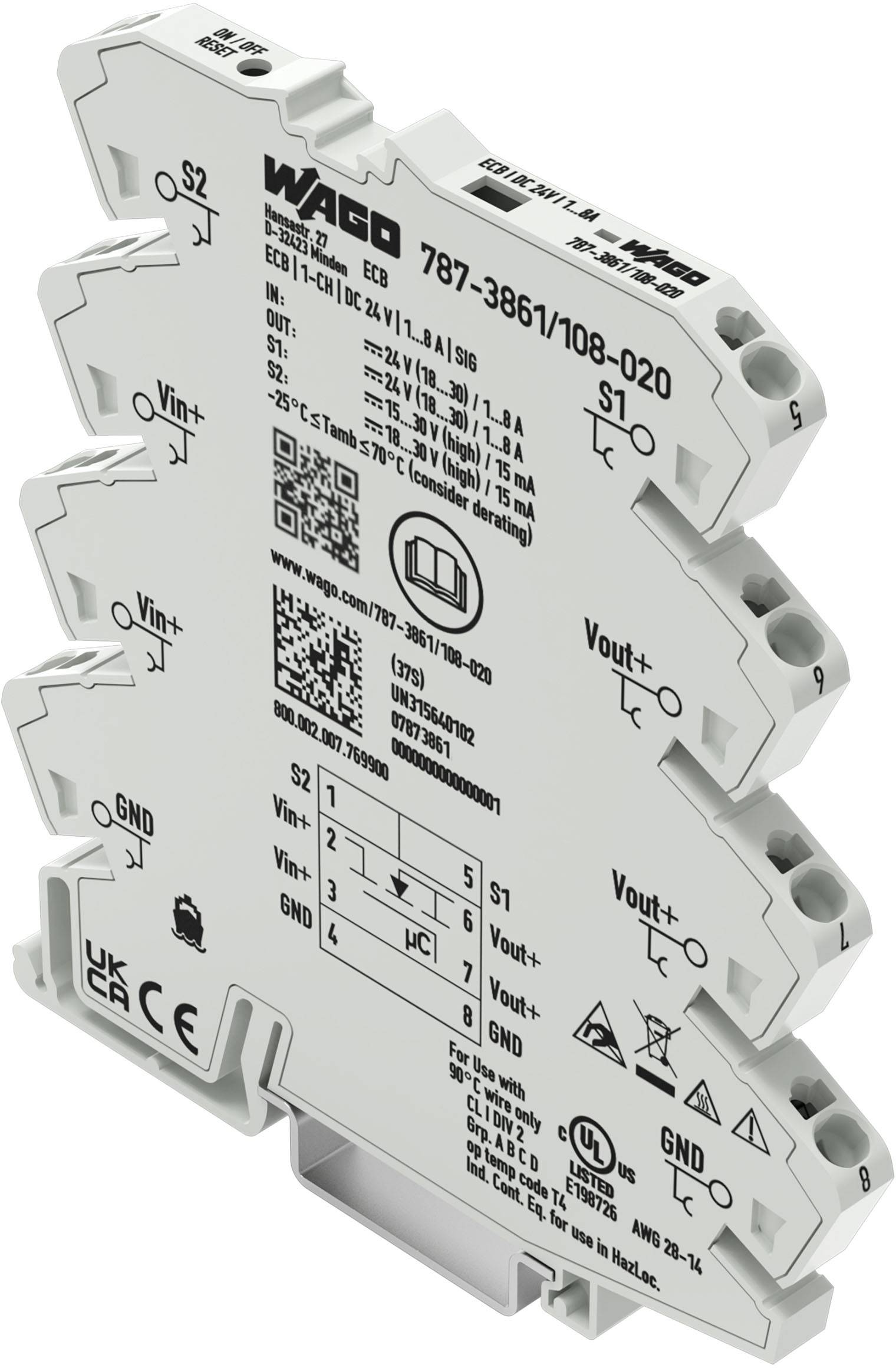 4066966363548 - WAGO 787-3861 108-020 Elektronischer Schutzschalter1-kanalig