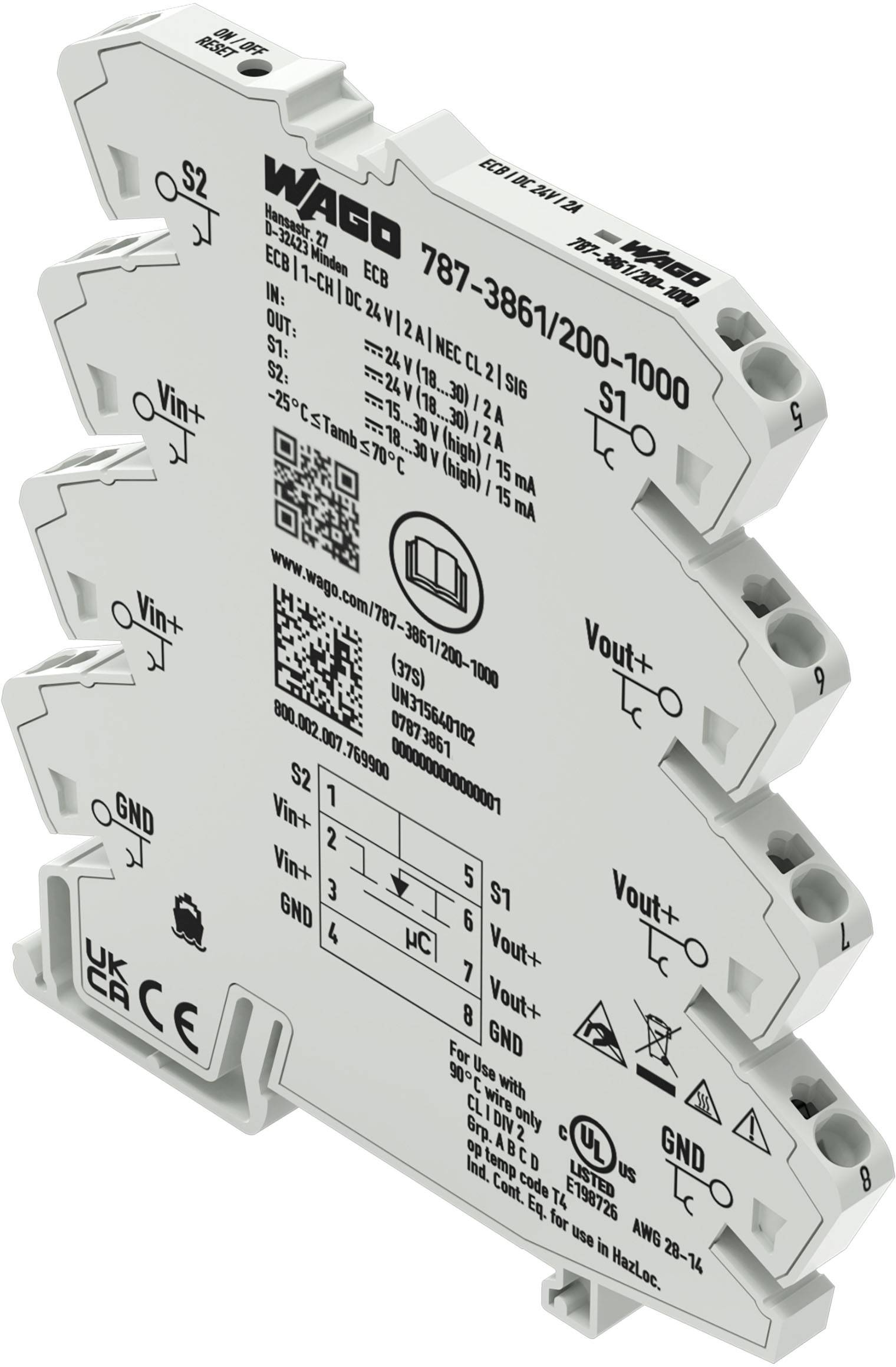 4066966705645 - WAGO 787-3861 200-1000 Elektronischer Schutzschalter1-kanalig