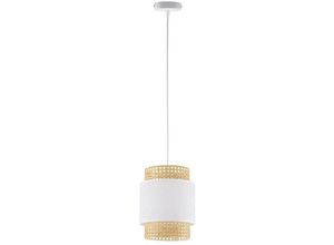 4066989001564 - Pendelleuchte Kate in Weiß und Braun E27 200mm - white - Famlights