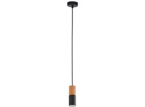 4066989003254 - Pendelleuchte Johanna in Schwarz und Braun GU10 1-flammig rund [Gebraucht - Akzeptabel] - black - Famlights