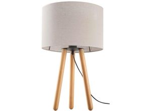 4066989003292 - Tischleuchte Mina in Beige und Kiefer E27 - beige - Famlights