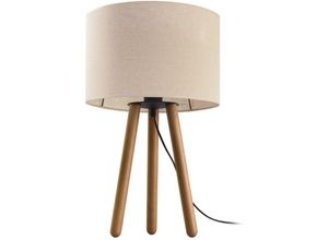 4066989003339 - Tischleuchte Mina in Beige und Braun E27 - beige - Famlights