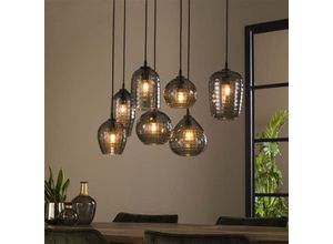 4066989004879 - Pendelleuchte Liana in Schwarz-transparent E27 7-flammig - transparent - Famlights