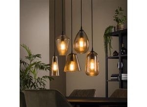 4066989004886 - Pendelleuchte Amelia in Bernstein E27 5-flammig [Gebraucht - Wie Neu] - transparent - Famlights