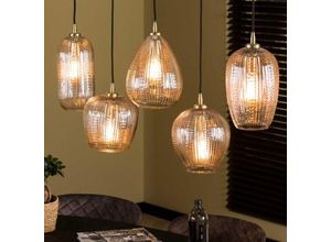 4066989016346 - Pendelleuchte Nael in Transparent und Schwarz-matt E27 5-flammig - transparent - Famlights