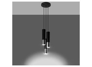 4066989028158 - Pendelleuchte Loys in Schwarz und Chrom GU10 3-flammig rund - black - Famlights