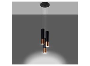 4066989028516 - Pendelleuchte Loys in Schwarz und Roségold GU10 3-flammig rund - black - Famlights