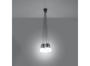 4066989029391 - Pendelleuchte Dani in Grau E27 5-flammig - grey - Famlights