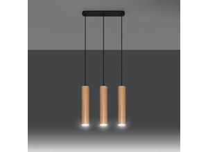 4066989029704 - Pendelleuchte Leto in Natur-hell GU10 3-flammig - brown - Famlights