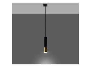 4066989029841 - Pendelleuchte Loys in Schwarz und Gold GU10 1-flammig - black - Famlights