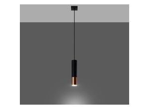 4066989029858 - Pendelleuchte Loys in Schwarz und Roségold GU10 1-flammig - black - Famlights