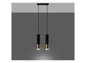 4066989029872 - Pendelleuchte Loys in Schwarz und Gold GU10 2-flammig - black - Famlights