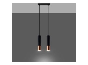 4066989029889 - Pendelleuchte Loys in Schwarz und Roségold GU10 2-flammig - black - Famlights