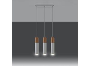 4066989030113 - Pendelleuchte Pietro in Natur-hell und Weiß GU10 3-flammig - brown - Famlights