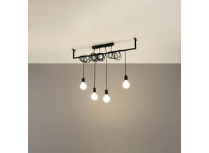 4066989030250 - Famlights - Pendelleuchte Sakura in Schwarz E27 4-flammig - black