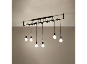 4066989030267 - Famlights - Pendelleuchte Sakura in Schwarz E27 6-flammig - black