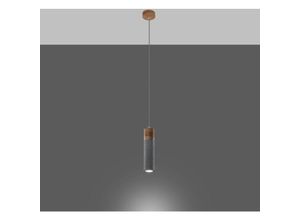 4066989031011 - Pendelleuchte Zeb in Grau und Natur-hell GU10 1-flammig - grey - Famlights