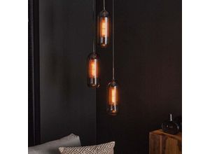 4066989032223 - Pendelleuchte Mio in Altsilber und Rauchglas E27 3-flammig - grey - Famlights