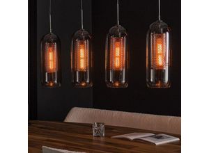 4066989032230 - Pendelleuchte Mio in Altsilber und Rauchglas E27 4-flammig - grey - Famlights