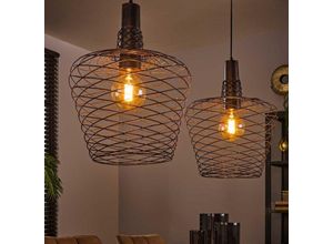 4066989032346 - Pendelleuchte Raik in Kupfer-antik E27 2-flammig - brown - Famlights