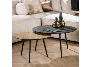 4066989036795 - Couchtisch Xezal in Bronze-antik und Gold aus Holz 2er-Set 400mm - Bronze-antik - Ringo-living