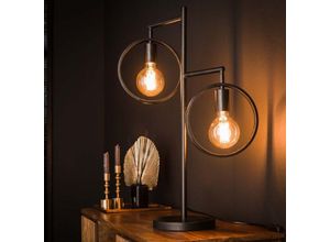 4066989036917 - Tischleuchte Idris in Altsilber E27 2-flammig - grey - Famlights